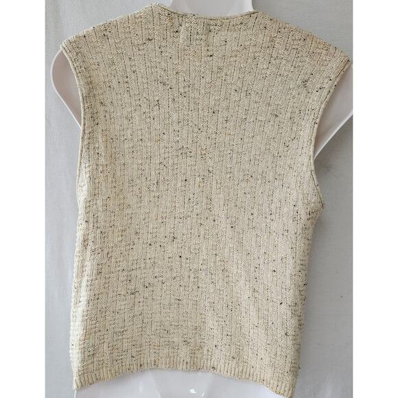 Van Heusen For Her Vtg 90's Button Up  Sweater Vest Cream Speckled Knit W Small - Picture 2 of 9